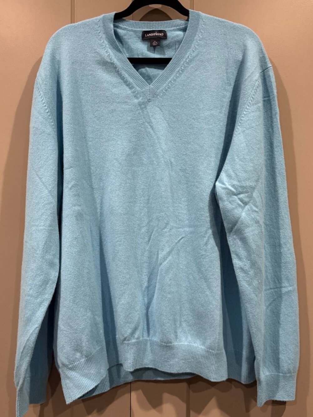 Men's LANDS END 100% Cashmere V-neck Sweater XL (46-48)